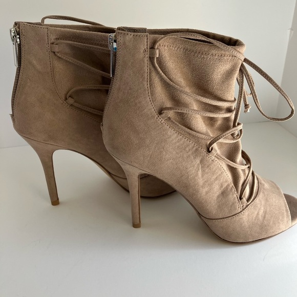 G.I.L.I. Karina Women’s Peep-toe Booties, 8.5 M, Camel, Faux Suede, 4” Heels - Picture 2 of 9